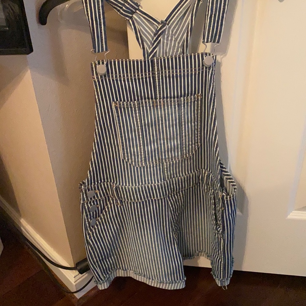 Jean striped overalls